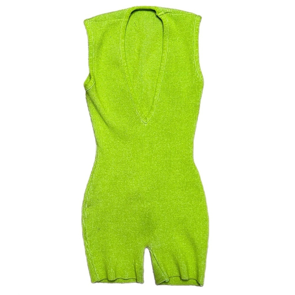 Vibrant Green Sleeveless Knit Romper